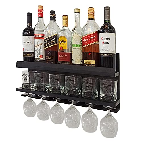 Barzinho de Parede Com Porta Copos E Porta Taças Cor Preto