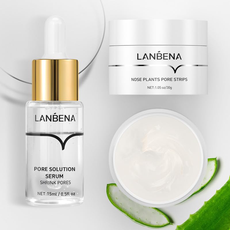 Miniatura 6 de LANBENA Juego de eliminación de puntos negros 3 en 1, tiras de poros+suero de solución de poros+papel de tira de extracción, máscara removedor de