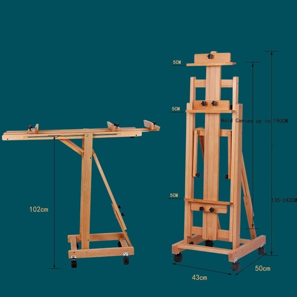 Caballete Ajustable De 135 A 242 Cm, Caballete Profesional para Artistas, Caballete De Piso De Madera De Haya, Disponible En Versión Móvil E Inclinable, para Trabajos En,A 43 * 50 * 135cm