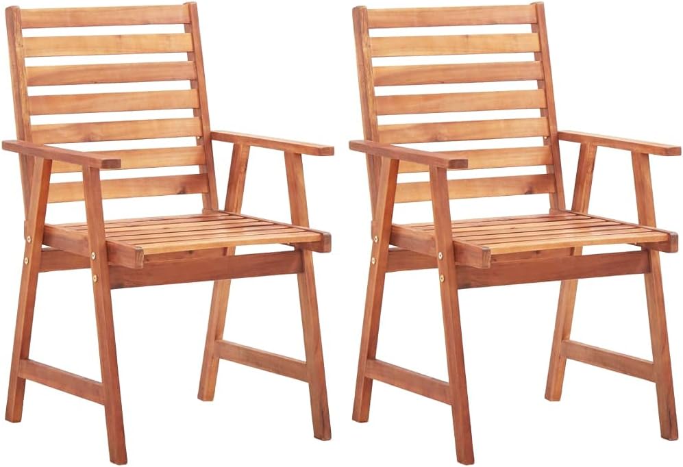 Patio Dining Chairs 2 pcs,Bistro Chairs,Lounge Chairs,Lawn Chairs,Camping Chair,Beach Chairs,Poolside Chairs,Indoor Chair,Featuring Slatted Design,for Lawn,Garden,Backyard,Solid Acacia Wood