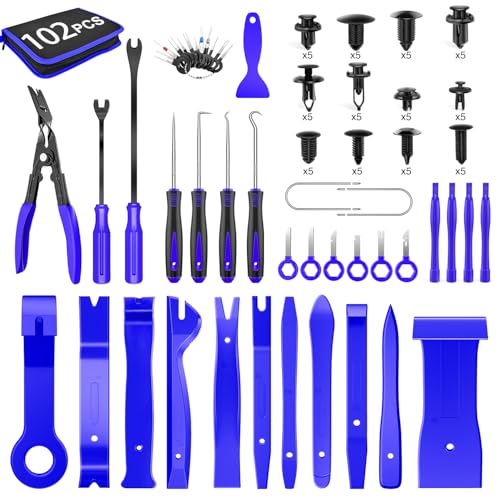 GOOACC Car Push Retainer Clips &amp; Auto Fasteners Assortment Popular Sizes Nylon Bumper Fender Rivets, 60Pcs Clips + 42 Remover