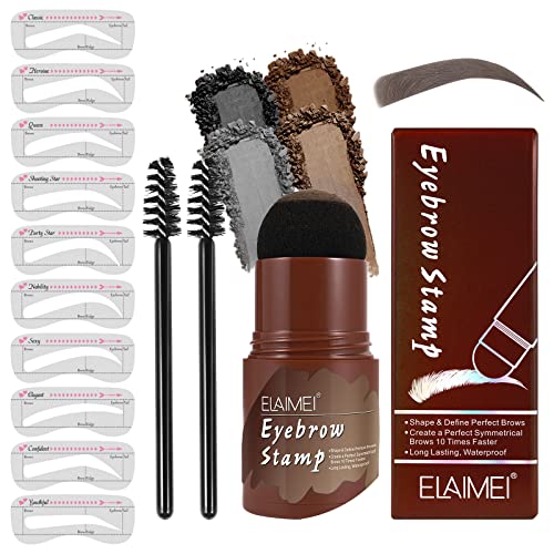 Eyebrow Stamp Stencil Kit, Long Lasting Brow Stamp Kit For Perfect Eyebrow Makeup, Easy To Use, 10 Reusable Eye Brow Stencil Kit For Women (Black） #TOP11