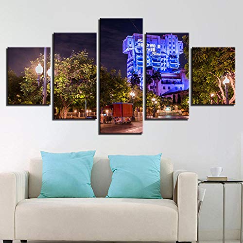 Idée cadeau déco moderne tableau imprimé 5 pièces bleu - 2