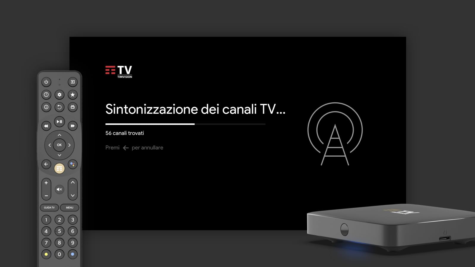 TimVision Box Technicolor Jade Decoder TIM Android TV 10 Con Digitale Terrestre Integrato a Standard DVB-T2