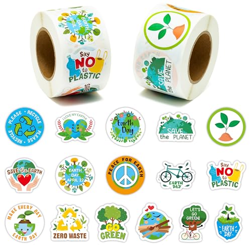 1000Pcs Earth Day Stickers - Waterproof Vinyl Decals for $6.99
