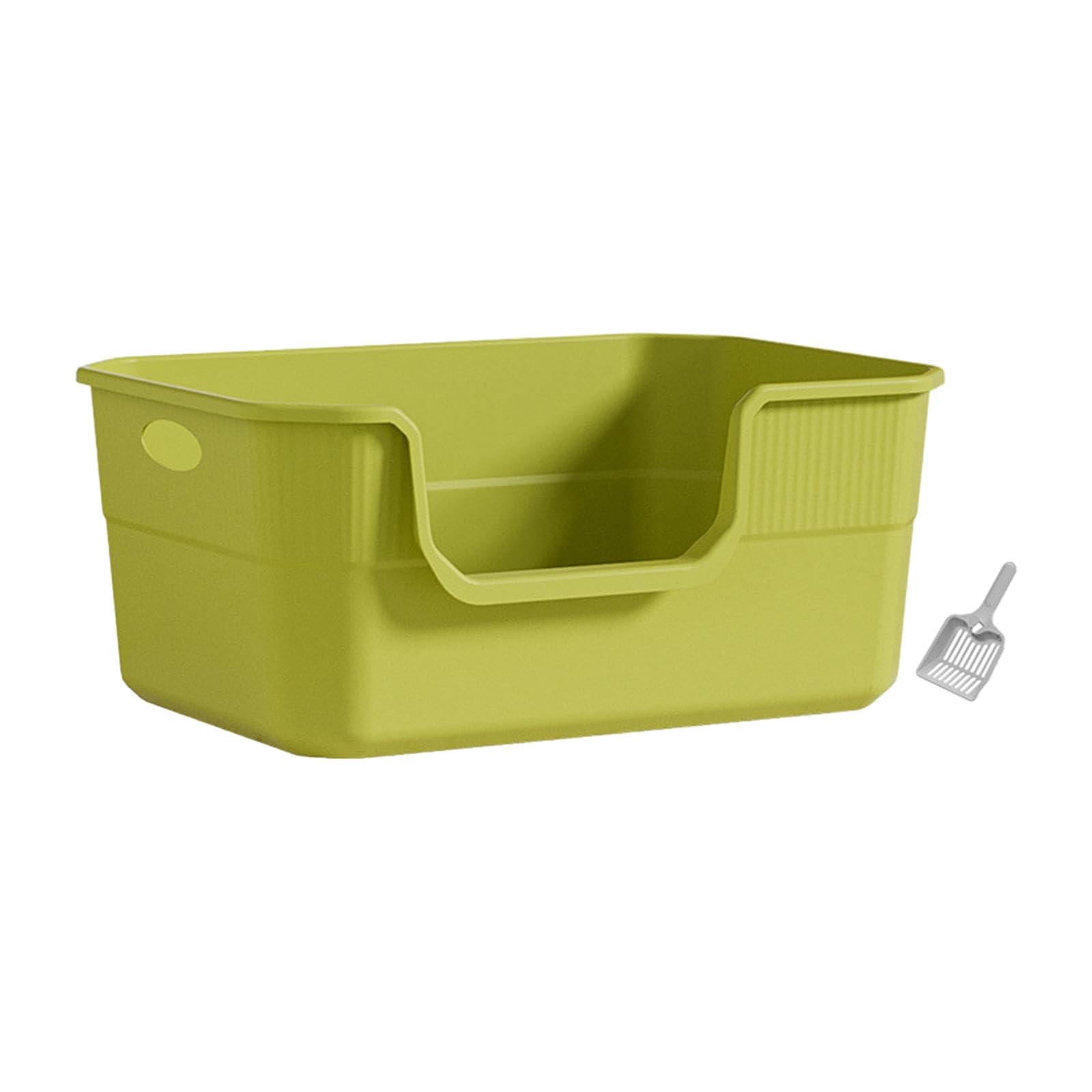 Colcolo Offene Katzentoilette, extra große, leicht zu reinigende, 24 cm hohe Bettpfanne für Katzen im Innenbereich, Sandkasten, Grün