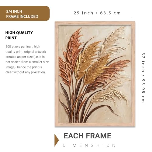 Image of kotart Abstract Floral Art WALL Framed Painting | Big Aesthetic Flowers leaves WALL Framed Paintings for Living Room Bedroom Wall Decor (25x37 inch)