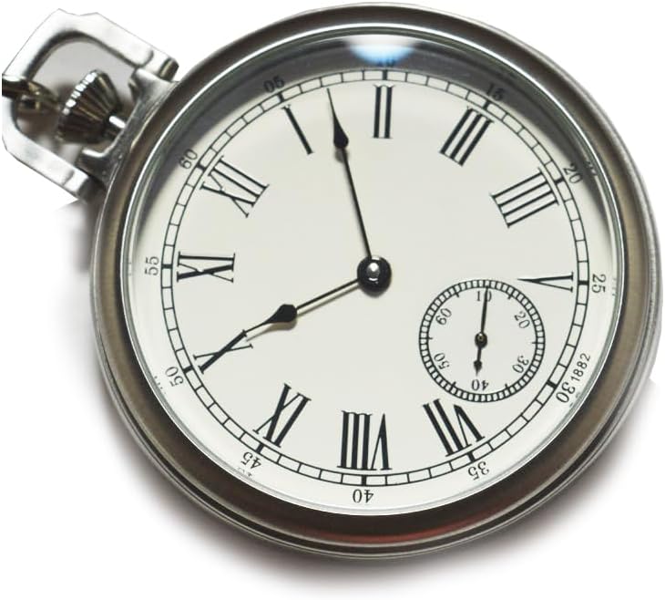 Mechanical Pocket Watch, Stainless Steel Roman Numeral Dial with Sub-Dial Hand Wind Movement.