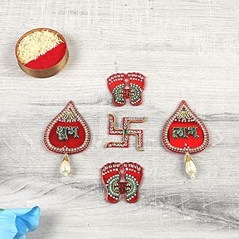 Itiha Shubh Labh Swastik Lakshmi Feet Door decoration/Door Hanging/Diwali Decoration - 3 inches Cover
