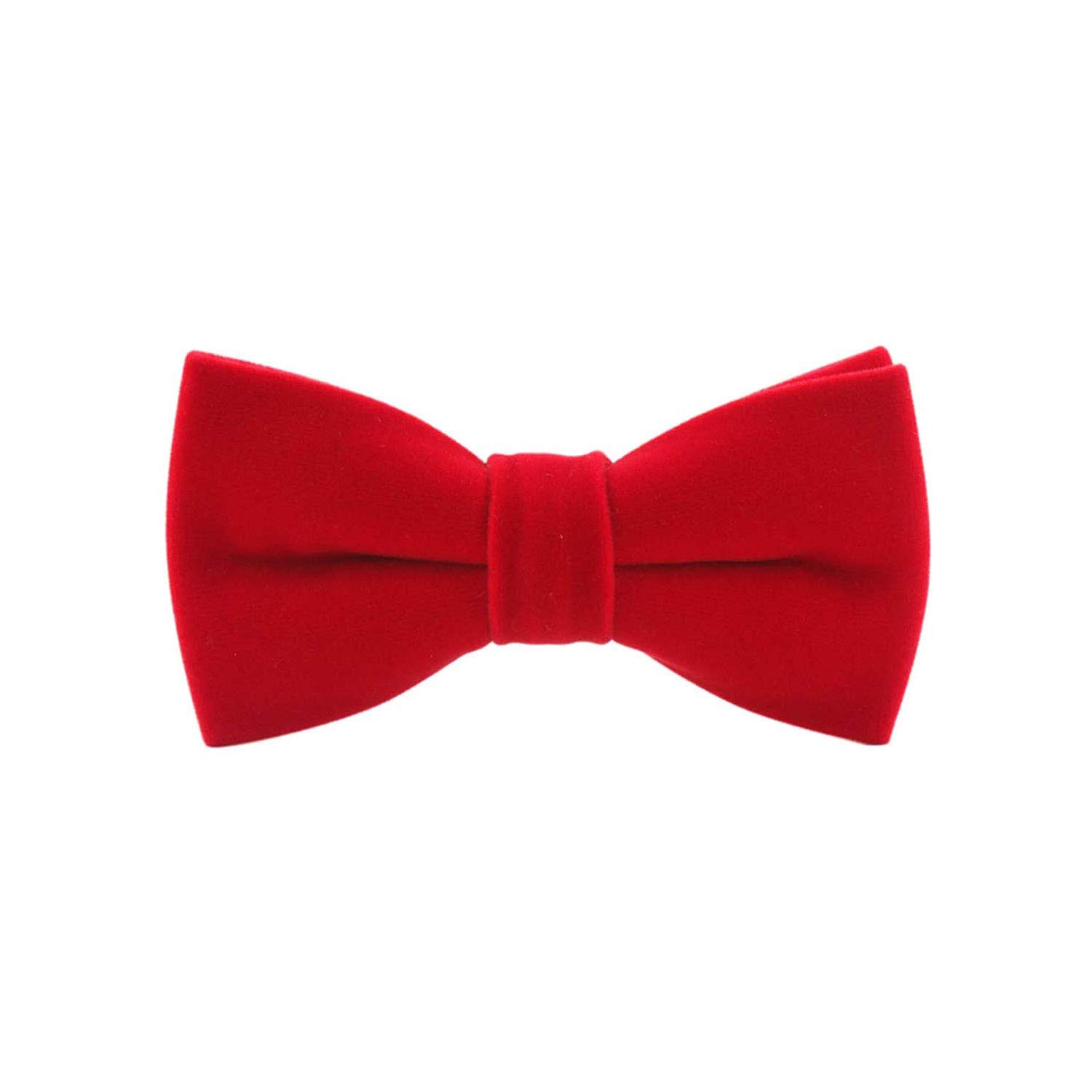 Canjoyn Men's Red Velvet Bow Tie Solid Color Formal Tuxedo Banquet Bowtie Pre-Tied Bow Tie - Medium