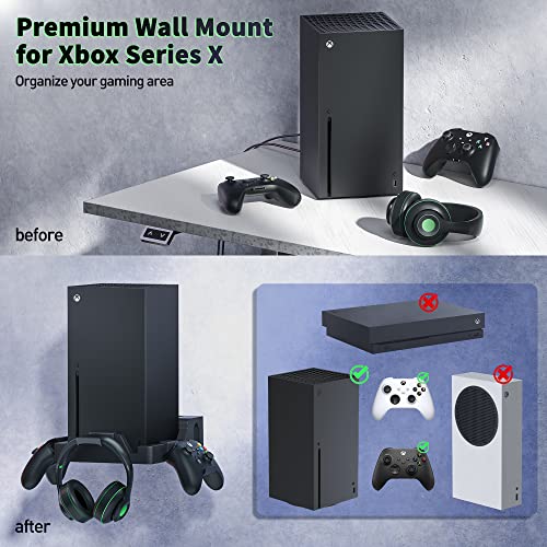 Wall Mount For Xbox Series X, Narati 4 In 1 Wall Mount Bracket Kit For Xbox Series X With 2 Controller Holder & Headphone Hook, Integrated And Heat Ventilation Design, Mount Xsx Facing Forward #TOP2