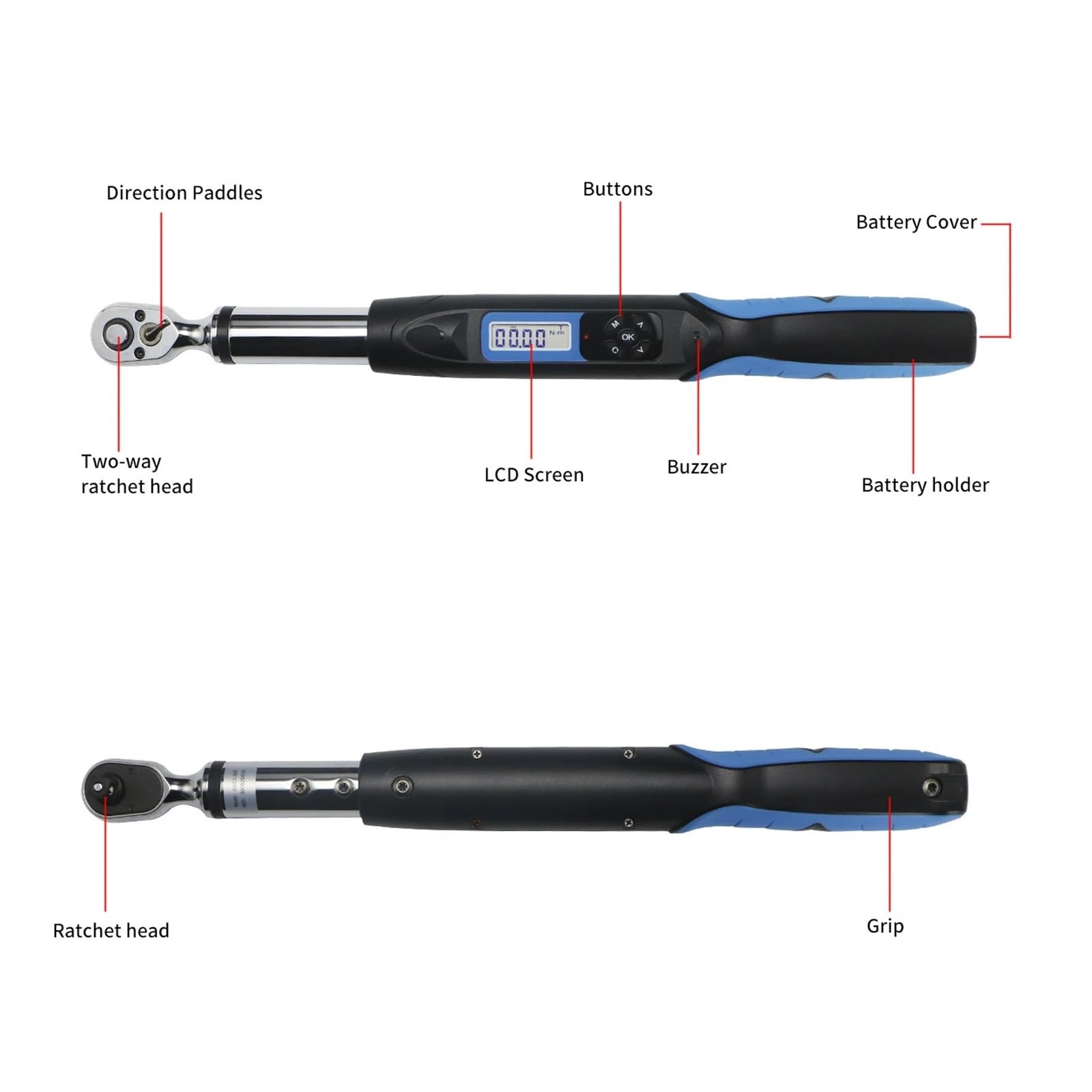 Chiave dinamometrica Chiave dinamometrica Elettronica Regolabile con Chiave dinamometrica Digitale da 1/2" con cicalino e Flash LED ± 2% ad Alta precisione (Color : AWG4-200R)