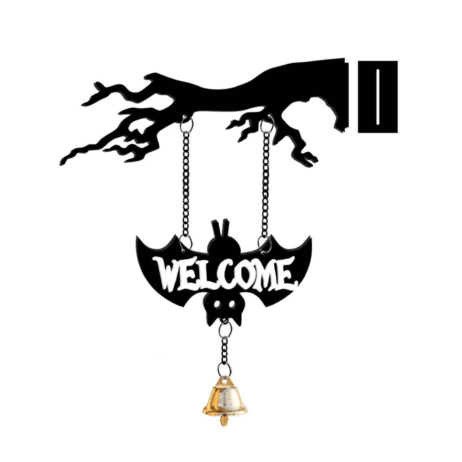 RetroNest Wall Mounted Hanging Bell,Clear Sound Ghost/Bat Bell,Decorative Halloween Dinner Bell For Outdoor Front Door Garden Porch Patio B