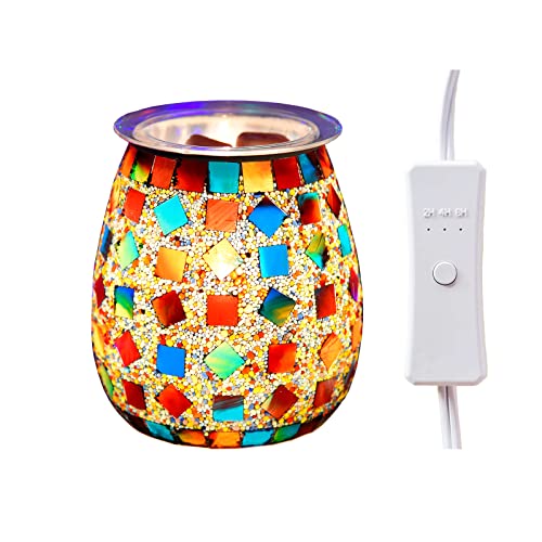 dicimi Mosaic Glass, Wax melt Warmer, Electric Oil Burner, Candle Wax Warmer, Wax Timer Warmer, Wax Warmer for Scented Wax, for Essential Oils Burner & Premium Wax Melts Burnerï¼ˆColorful Sand Beachï¼‰