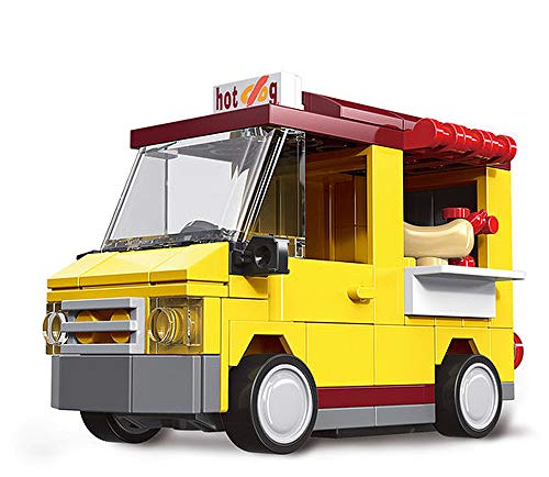 4 x Bausteine Auto mit Friktionsantrieb, A-Team Van, Food Truck, Krankenwagen, Lieferwagen, Konstruktionsspielzeug 407… – Bild 6