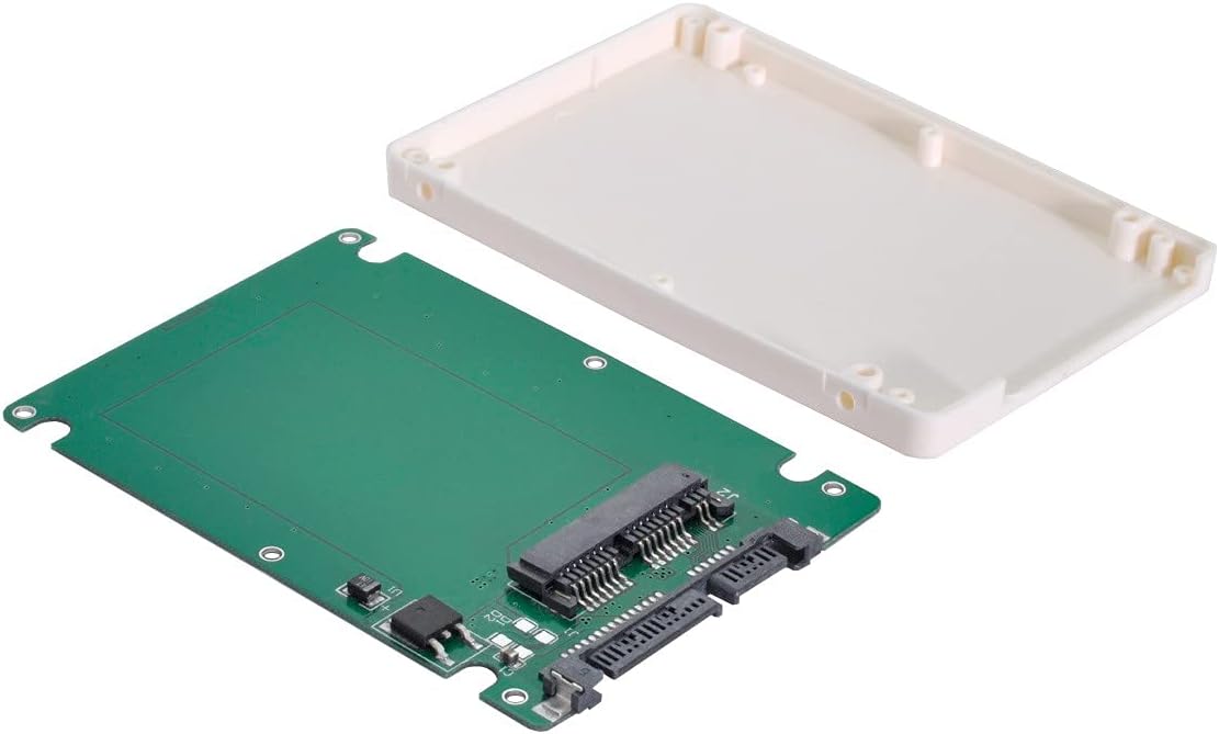NFHK 1.8" Micro SATA 16pin SSD to 2.5" SATA 22pin 7+15 hard disk case Enclosure White 7mm height, Black SATA Port