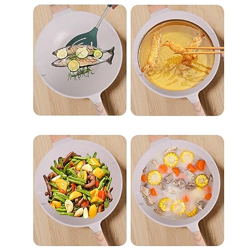 Wok antiadherente blanco con mango ergonómico miniatura 6