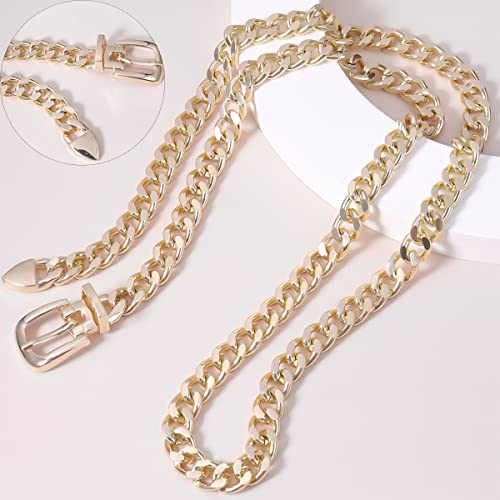 Yomlry Chain Belts For Women Wasit Chain Belt Metal Chain Belt For Women Sunflower Gold Chain Belts Adjustable Body Link Belts For Jeans Skirts Dress-Thick #TOP2