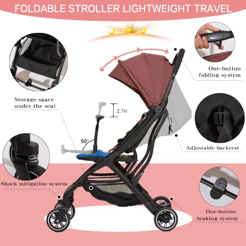 Image of Cool Kids Superb Lightweight Travel Stroller, Compact One-Hand Fold Buggy | Need an airplane approved toddler stroller? Slide folded giraffe pram like rolling luggage through airport security.