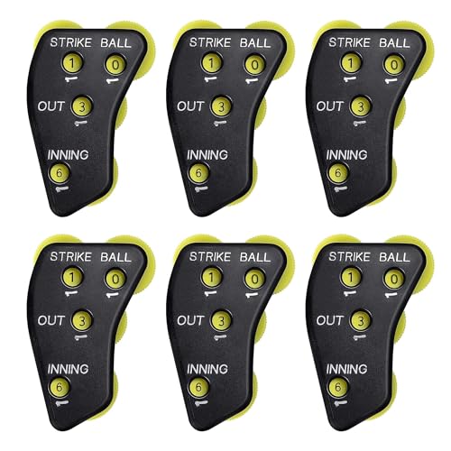 Watayo 6 Pcs 4 Wheel Baseball Umpire Clicker Green Umpire Indicator Umpire Gear Practical Baseball Pitch Counter Clicker for Scorekeeper Recording Outs & Innings Balls