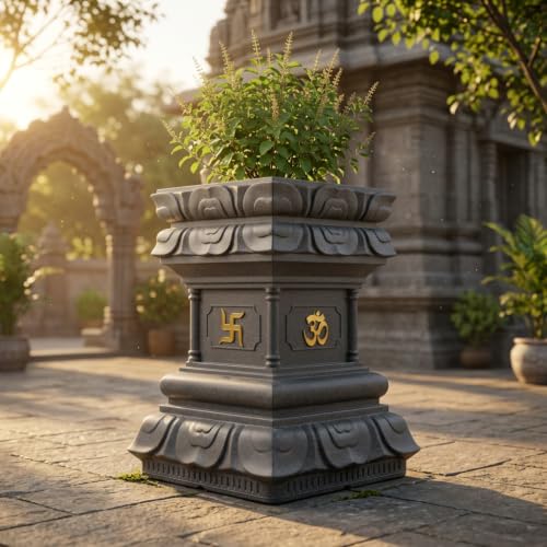 Image of YUCCABE ITALIA FOXB Tulsi Planter Stylish German Polymer Square Pot Suitable for Outdoor and Indoor Use Grey 24 Inch