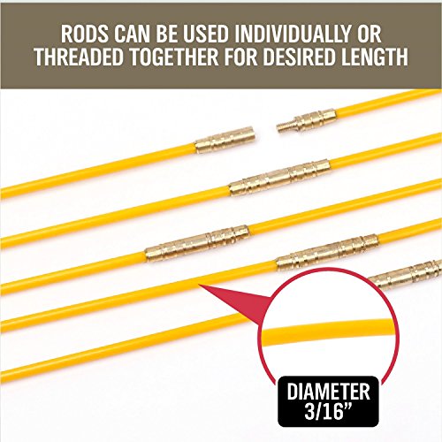 11' Fiberglass Running Wire Cable Coaxial Electrical Fish Tape Pull Push Kit #TOP5