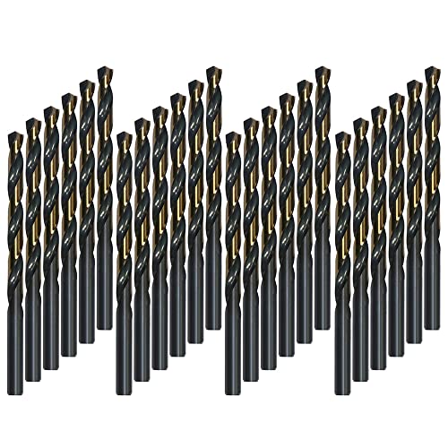 VALYRIANTOOL HSS Twist Drill Bits | 24 Pcs Black and Gold Coated Drill Bits Set | 9/64 Inch Jobber Drill Bits for Drilling on Mild Steel, Copper, Aluminum, Zinc Alloy
