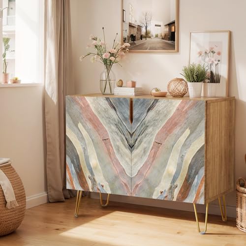 SIGNWIN Sideboard Buffet Cabinet, Kitchen Storage Cabinet with 2 Doors, Colorful Granite Swirl Pattern, Cupboard Console Table for Dining Room - 35' L x 18' W x 29' H