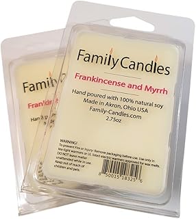 Family Candles Frankincense and Myrrh Soy Wax Melt | 5.5 oz Total | 2 Pack | Made in Ohio | Recyclable Packaging and Certified Clean Scents
