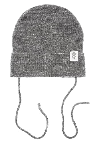 KNITAS Einlagig Gestrickte Babymütze aus Merino und Kaschmirwolle für Baby Kleinkind I Superweiche und warme Mütze für Neugeborene 6-12 Monate I Babies Wintermütze in der Farbe Grau