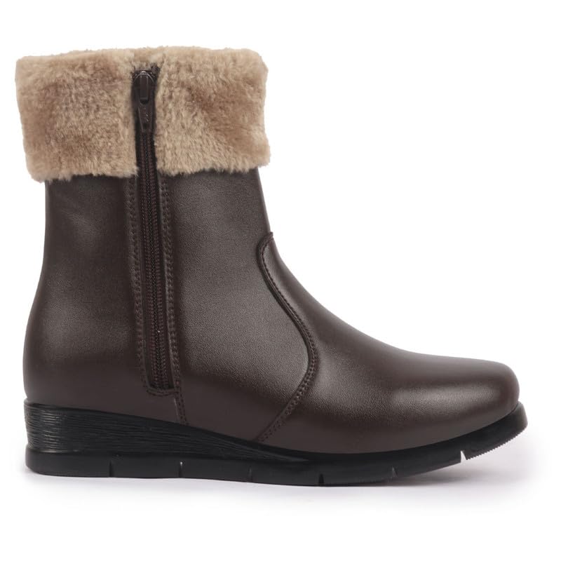 Image of FAUSTO Women High Top Side Zipper Platform Wedge Heel Formal Furr Boot | Winter High Ankle Slip On Boots