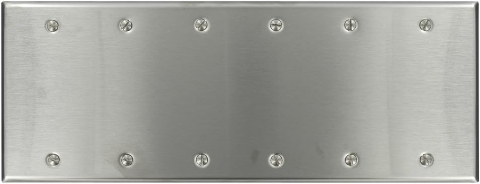 Leviton 6-Gang Blank Device Wallplate, Standard Size, Non-Magnetic Stainless Steel, 84066-40