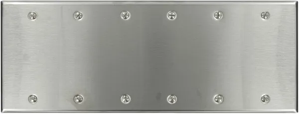Leviton 6-Gang Blank Device Wallplate, Standard Size, Non-Magnetic Stainless Steel, 84066-40