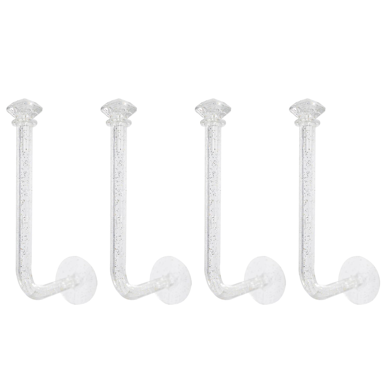 Pro Bamboo Kitchen 4PCS Adhesive Hair Tie Long Holder Transparent Glitter Hair Bands Jewellery Hanging Rack Household Washroom Small Objects Hanging Rack for Hair Turbans Hair Rope Storage