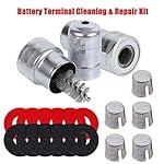 Ampper Battery Terminal Cleaning & Repair Kit, Battery Terminal Cleaning Kit with 5 Shims, 2 Brushes and 12 Piece Washers - Image 2