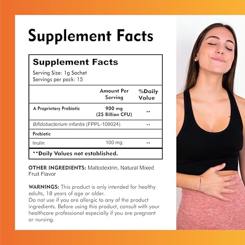 Image of Bifidobacterium Infantis 25 Billion Sachet Support Digestion & Gut Health | 1gm X 15 Sachet Mix Fruit Flavour for Men & Women