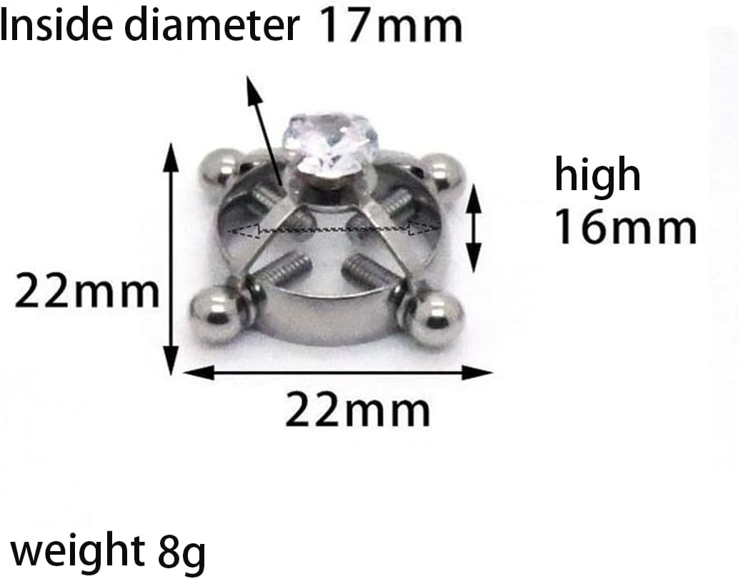 2Pcs Non-Piercing Clamps Nipple Jewelry Surgical Steel Nipple Rings for Women Adjustable Pressure Clips with Pendant Fake Nipple Piercings Body Jewelry