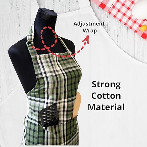 Image of Kitchen Apron for Women & Men | 100% Cotton | Cooking Apron with Big utility Pocket | Adjustable neck strap | Free Size | Kitchen Utensils Accessory
