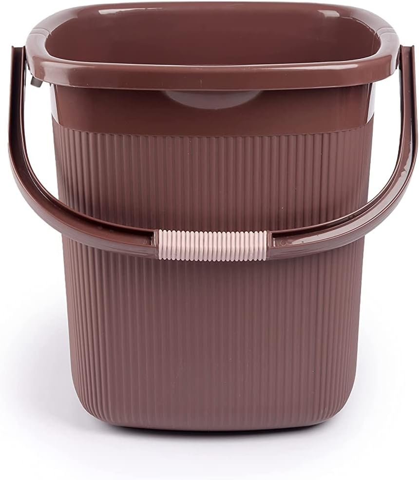 Strong Plastic Rimmy Bucket Mug Bathroom Set of 2 for Kitchen & Bathroom… (Dark Brown, 18 Liter)(SH)
