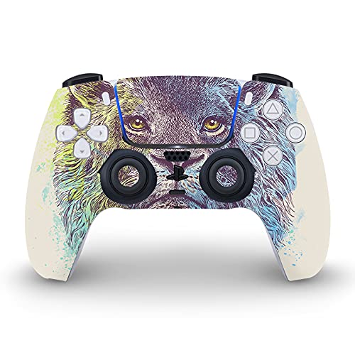 Head Case Designs Officially Licensed Rachel Caldwell Lion Art Mix Vinyl Faceplate Sticker Gaming Skin Case Cover Compatible With Sony Playstation 5 Ps5 Disc Edition Console & Dualsense Controller #TOP3