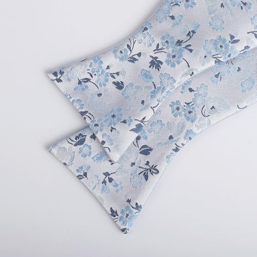 Image of Alizeal Mens 2pcs Floral Bow Tie Set | Self-tied Elegant Pocket Square Set for Wedding
