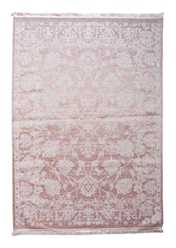 Möbel Jack Wohnzimmerteppich Webteppich | 160x230 cm | Baumwolle | Polyester | Rosa