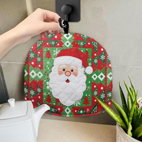 Image of Santa Claus Print Large Tea Cozy for Teapot Thick Tea Pot Cover Home Kitchen Decoration Insulated Teapot Cozy Dust Kitchen Accessories