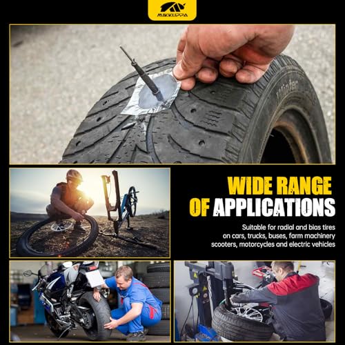 Image of MIKKUPPA Tire Repair Patch Plug Kit - Tire Patches Combination Repair Unit, Dipped Stem Repair Plug Nail (24 PCS, 0.24 x 1.89 Inch)