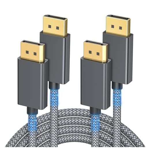 Itramax DisplayPort Cable for Laptop 6.6FT/2Pack,8K 60Hz DP 1.4 Male Ultra High Speed Cord for PC/TV/Gaming Monitor,Support HBR3 Bandwidth of 32.4Gbps,4K@144Hz,2K@165Hz,1080P@240Hz,DP1.2 Compatible,2M