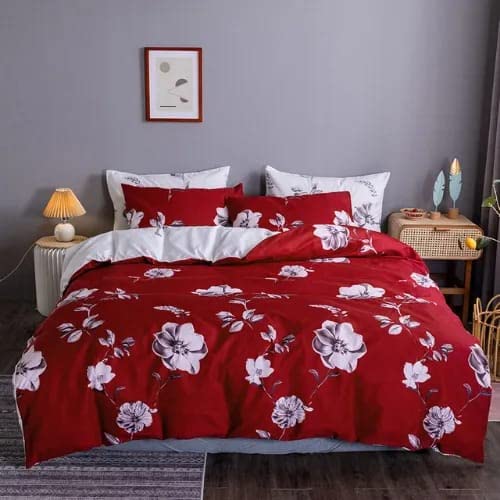 Red Floral Tales Of Toile King Size Bedsheet With Desertcart