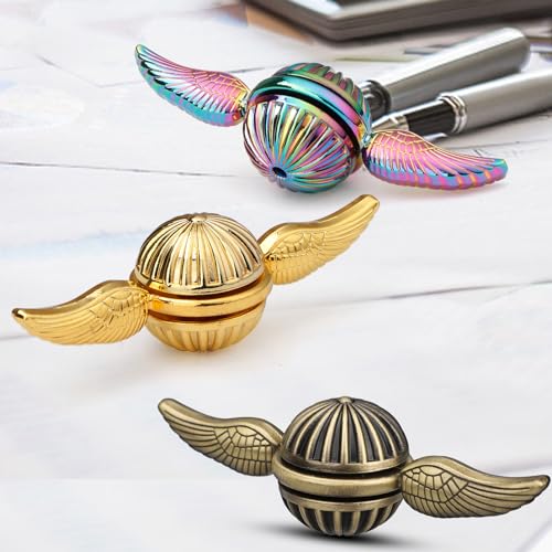 Image of Brass Fidget Spinner Orb Anxiety Toy, Stress Relief Spin Fidgets Hand Bearing Tri Spinner for Kids Adults, Cool Ball Fingertip Gyro Spinning Top Novelty Gift for School Home Office