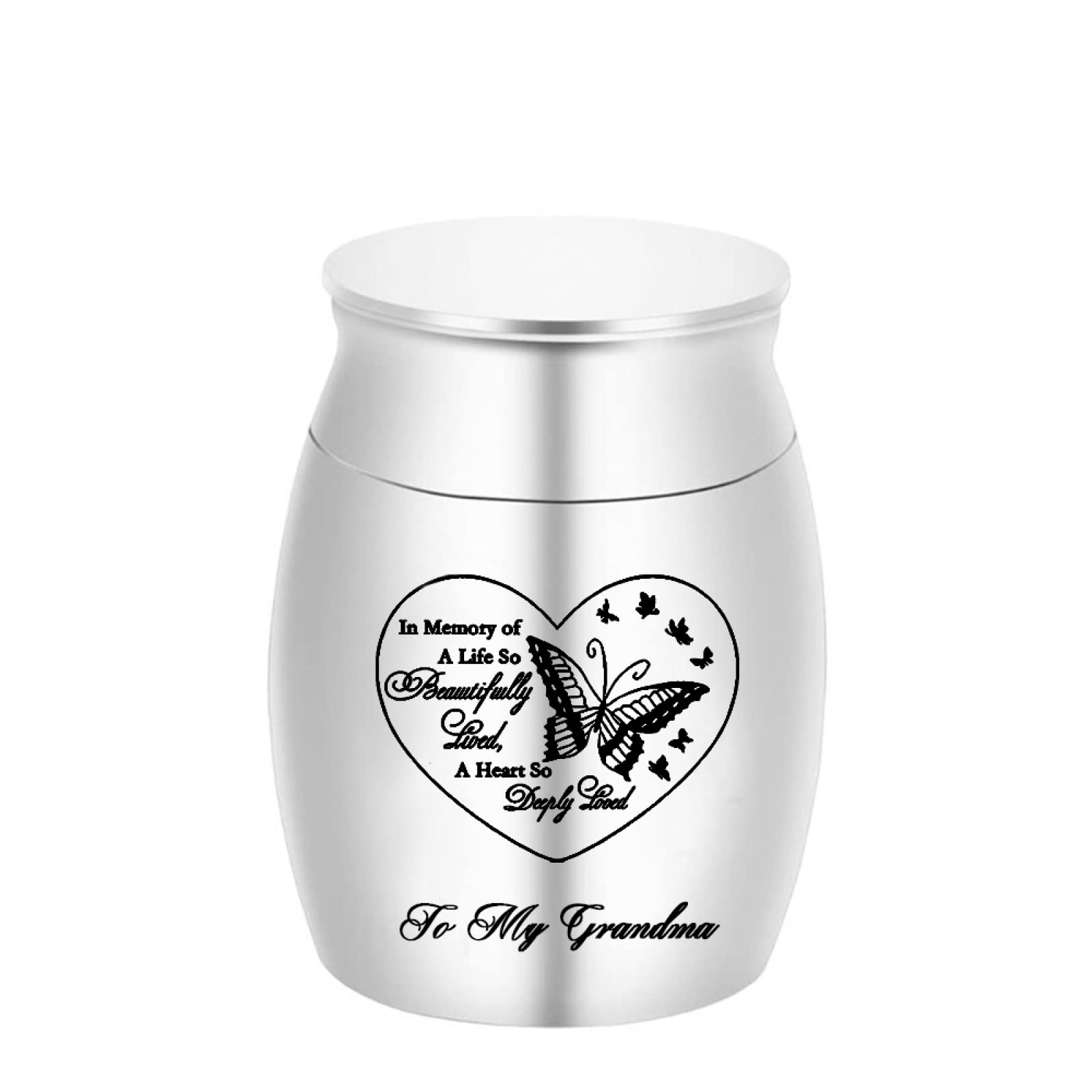 LZHLMCL Human Ashes Urns 40Mm Small Urns For Human Ashes Stainless Steel Small Cremation Urns For Dad Mom Mini Keepsake Urns Ashes Silver Grandma
