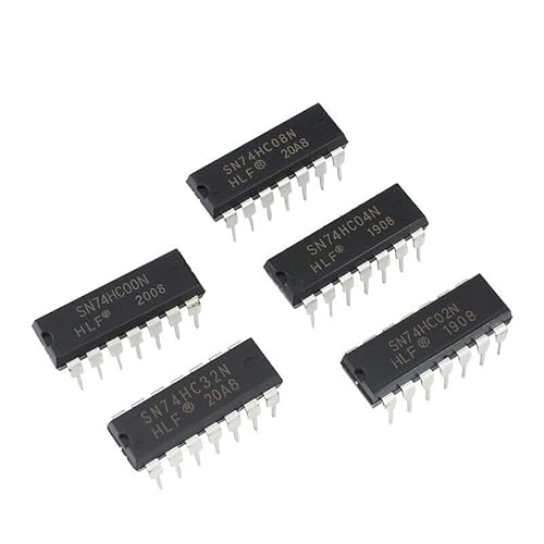 50Pcs 5 Values 74HCxx Series Logic IC Assortment Kit - IC Socket - 74HC00 74HC02 74HC04 74HC08 74HC32 Logic IC Chip IC Assortment Kit