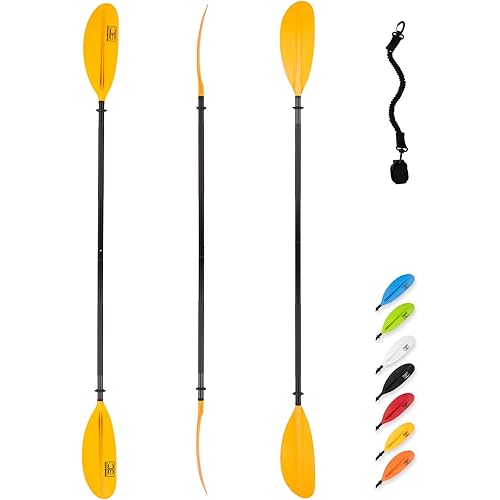 OCEANBROAD Kayak Paddle 86in/218cm , 90.5in/230cm , 95in/241cm Alloy Shaft Kayaking Boating Canoeing Oar with Paddle Leash 1 Paddle